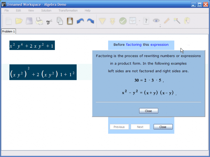 picture 5 for demo on Factoring quadratic expressions