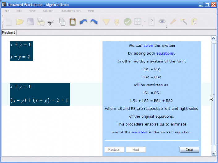 picture 3 for demo on Solving linear equations by elimination